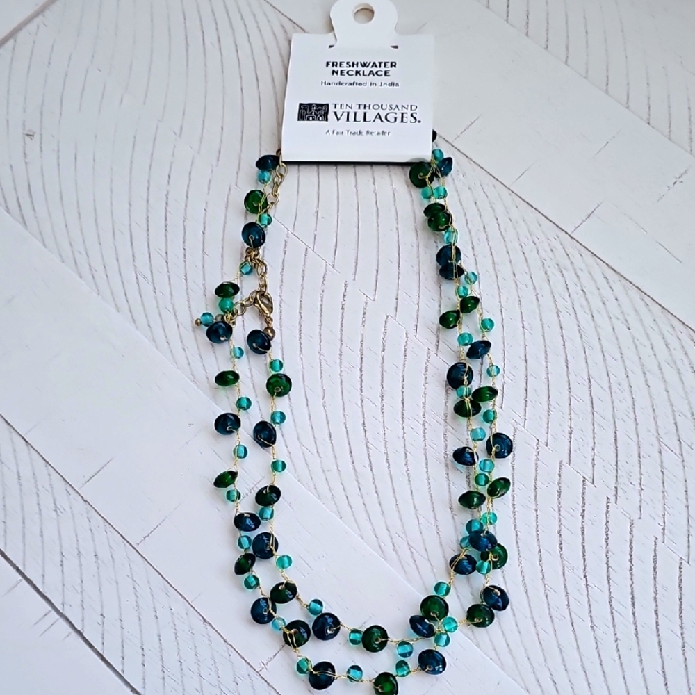 NWT Ten Thousand Vibrant Blue and Green Necklace